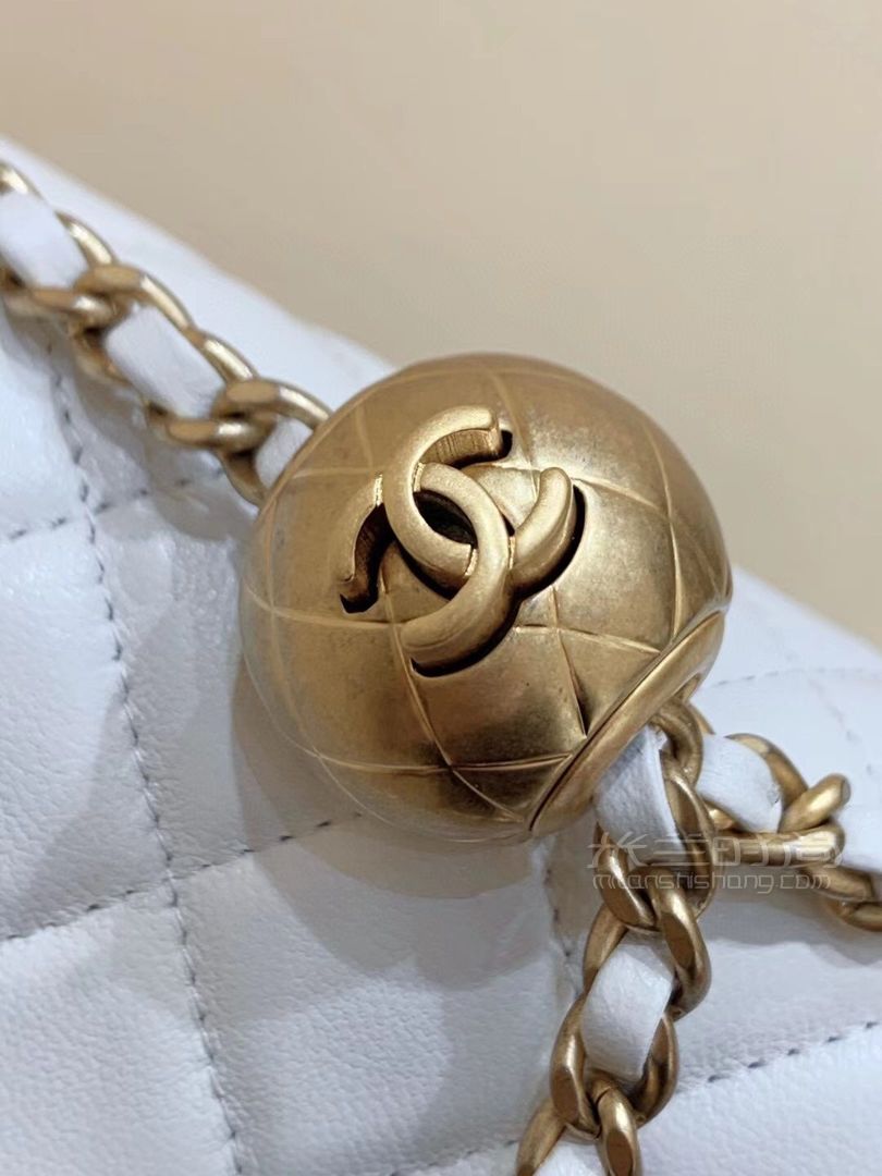 香奈儿chanel cf金球包 白色 方胖子17cm金珠链条包_10