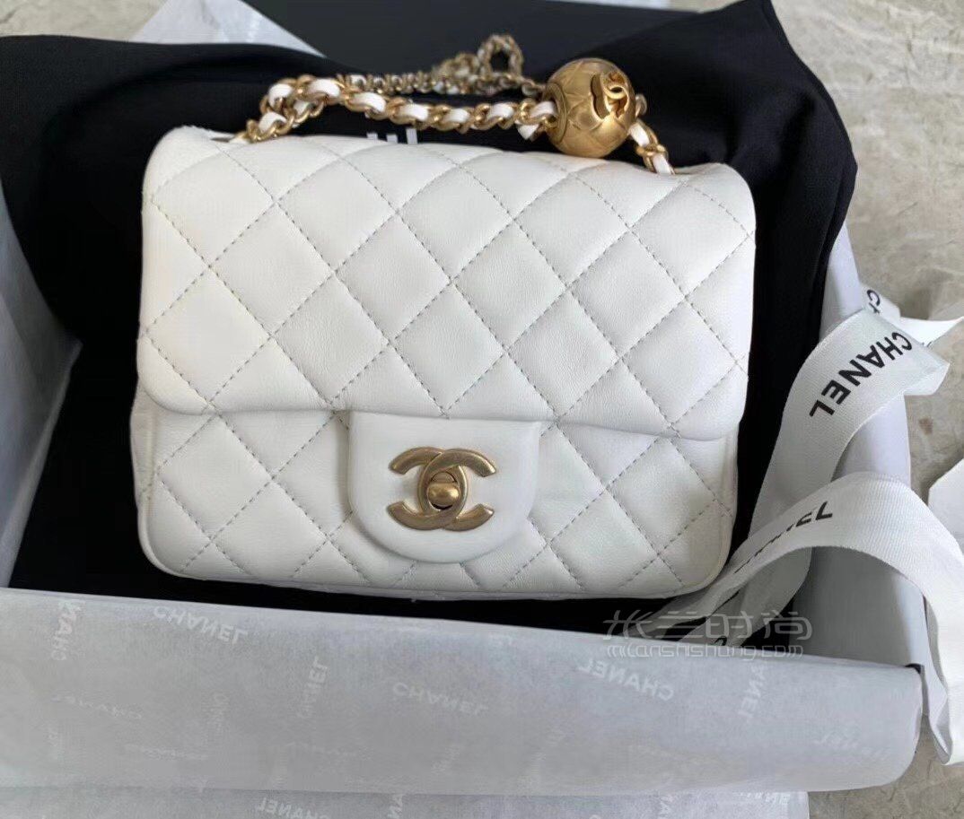 香奈儿chanel cf金球包 白色 方胖子17cm金珠链条包_1