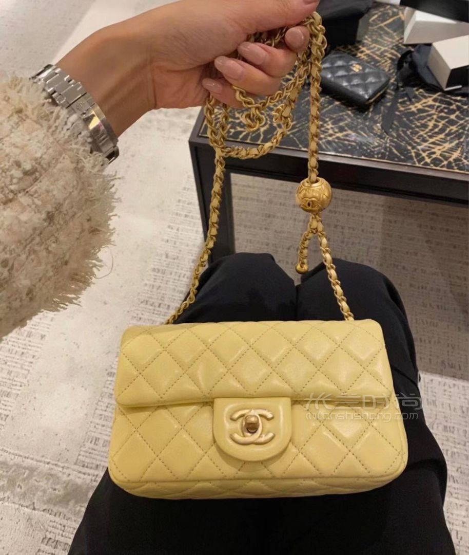 香奈儿chanel cf金球包 小鸡黄大mini金珠链条包_12