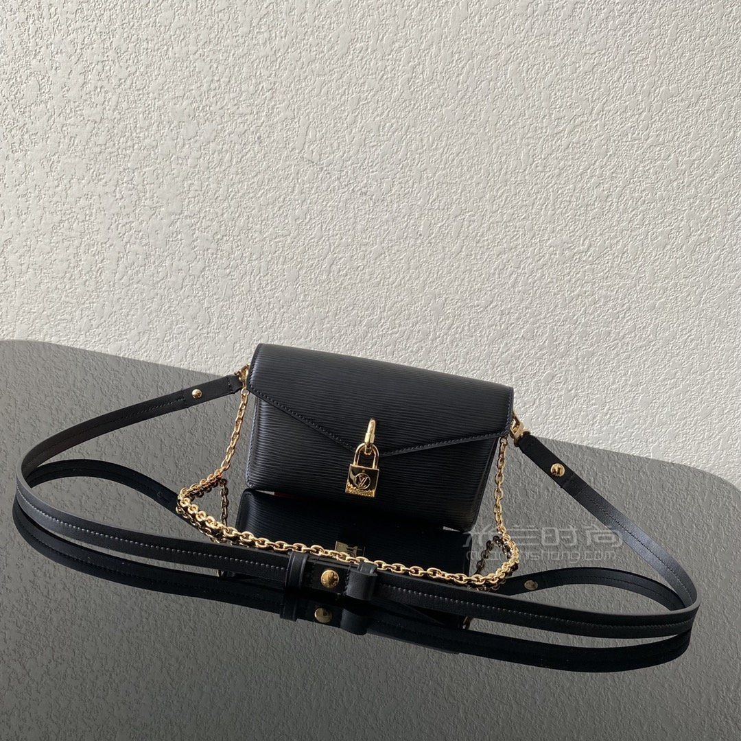 lv路易威登腋下包 padlock锁头链条包 黑色牛皮m80559 m80763_5