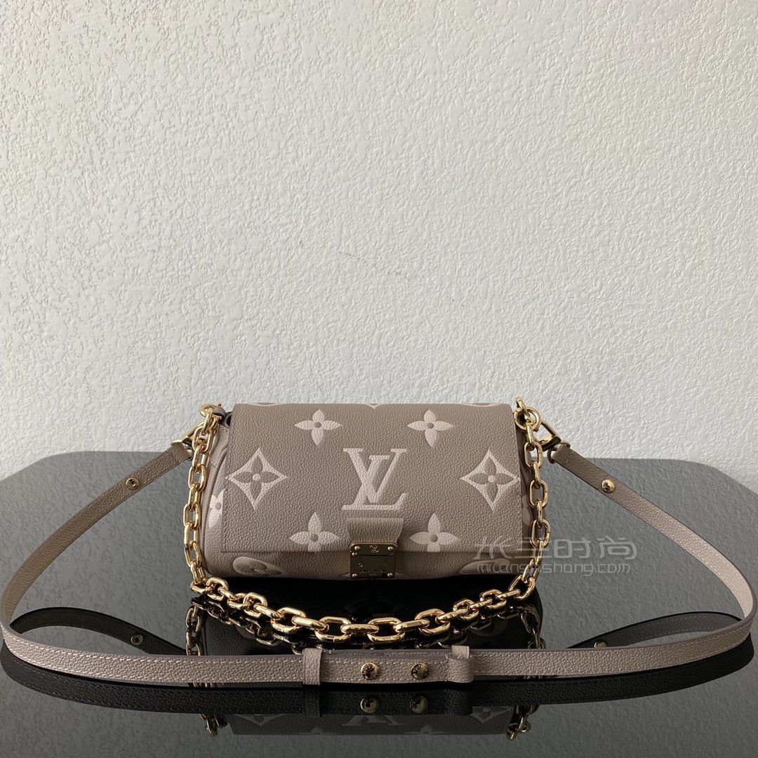 lv路易威登2021新款favourite云朵斜挎包 米色压花牛皮m45836_5