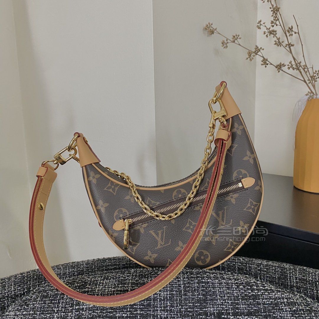 lv路易威登月亮包 老花帆布中古豌豆包_2