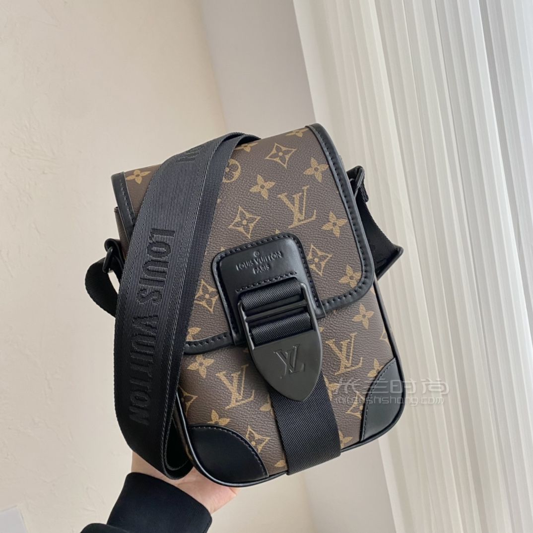 lv路易威登 2022男士s lock竖版老花帆布牛皮单肩包m81522_米兰时尚包