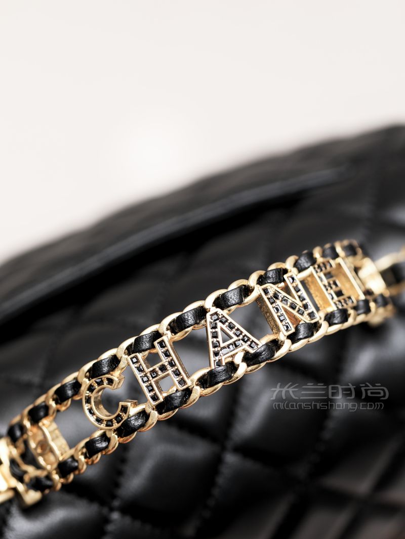 chanel 24P 编织字母手柄Cf包 意大利antiba羊皮 全铜镀厚金黑色_米兰时尚包包网