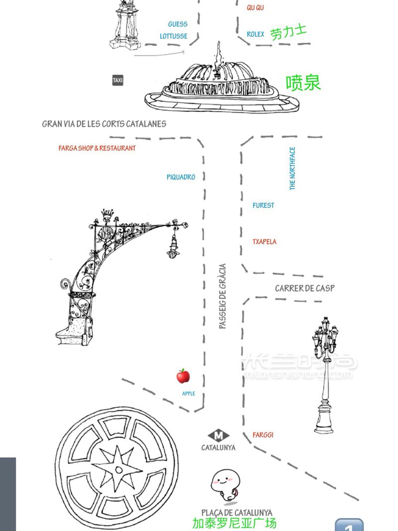 西班牙巴塞罗那感恩大道买买买奢侈品店地图！全攻略_购物地