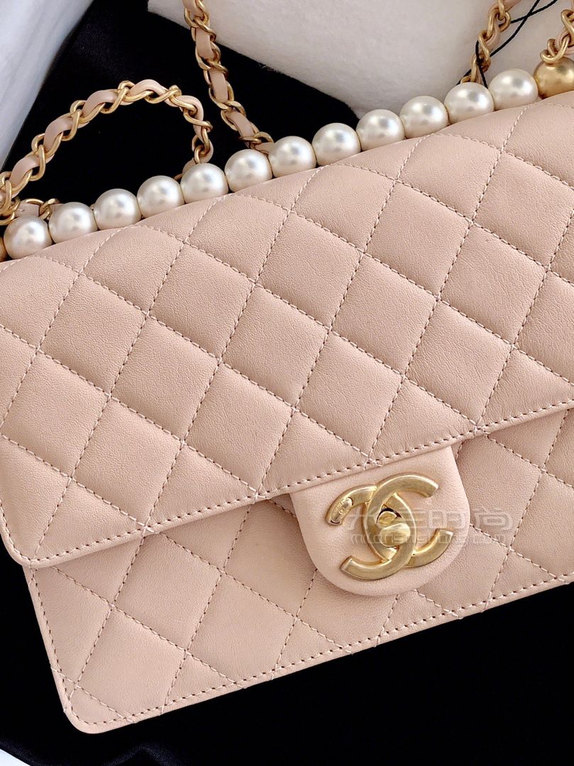 【Chanel】2019春夏最火珍珠包浅米色中号 (2)