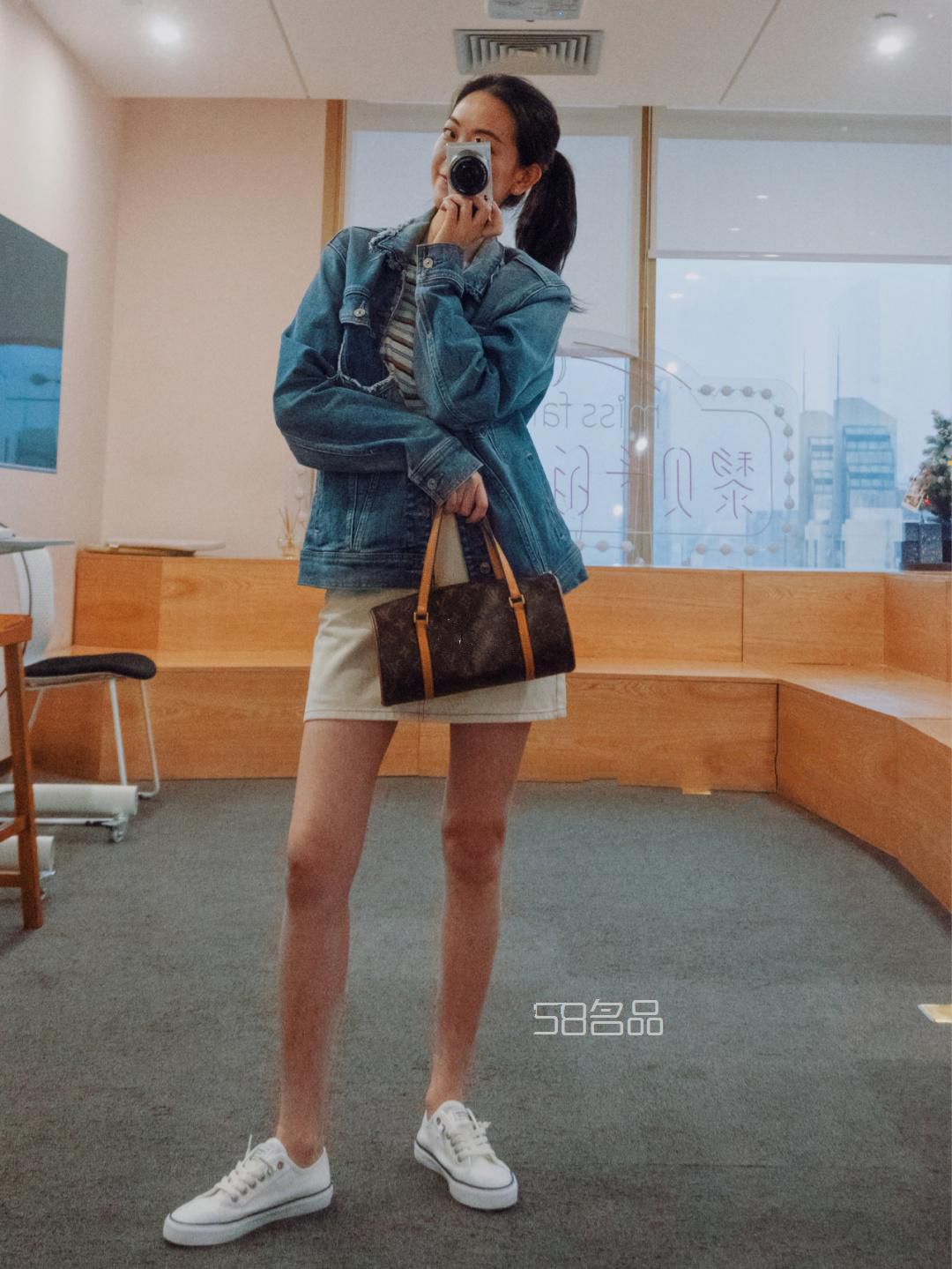 ootd｜LV圆筒包+牛仔外套和牛仔短裙,lv裤腰带价格_1
