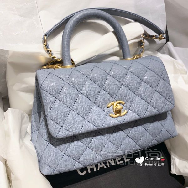 Chanel coco handle 雾霾蓝 小号 2019春夏 荔枝牛皮_8