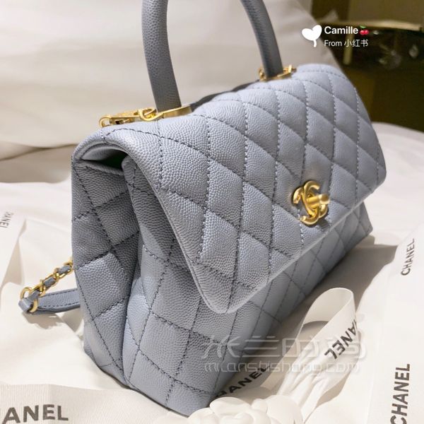 Chanel coco handle 雾霾蓝 小号 2019春夏 荔枝牛皮_5