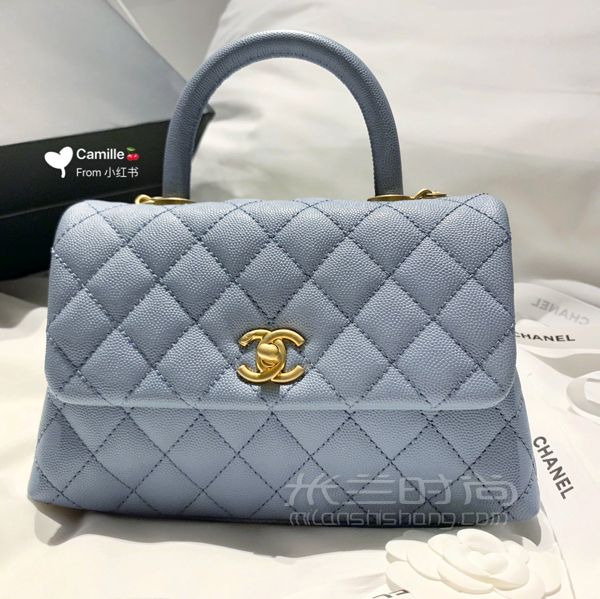 Chanel coco handle 雾霾蓝 小号 2019春夏 荔枝牛皮_1