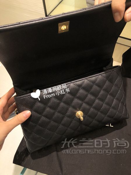 Coco Handle 黑金荔枝皮 蜥蜴柄中号 韩国免税_7