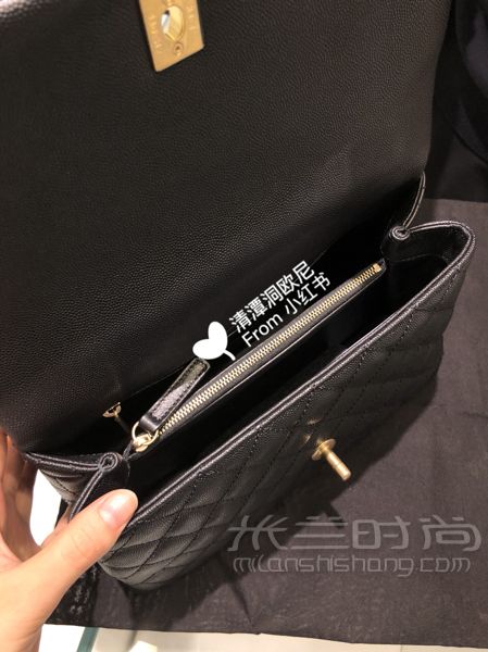 Coco Handle 黑金荔枝皮 蜥蜴柄中号 韩国免税_6