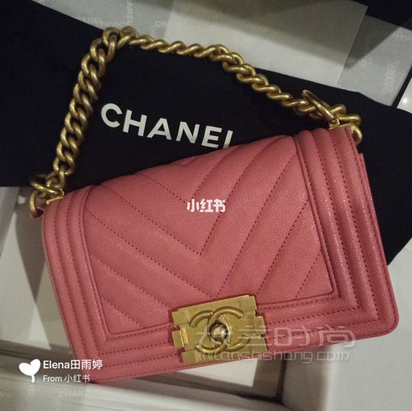 香奈儿Chanel leboy粉色小号～给自己买的第一个香奈儿包包～_4