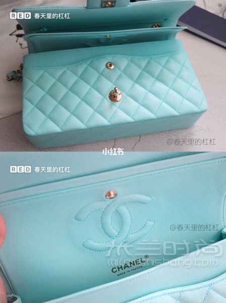 新包包2019早春新款香奈儿Chanel cf包Tiffany蓝中号_7