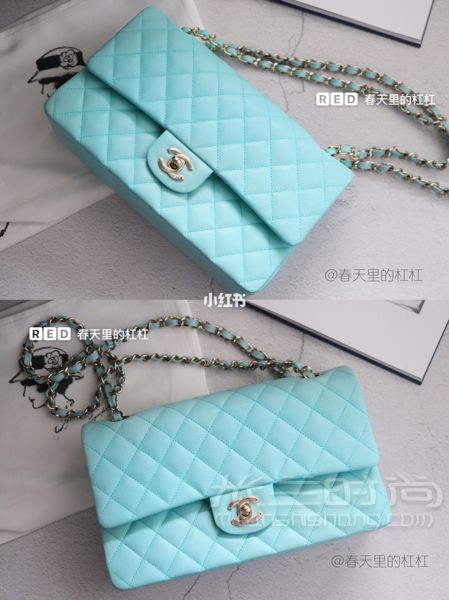 新包包2019早春新款香奈儿Chanel cf包Tiffany蓝中号_4
