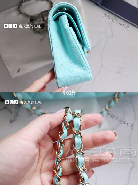 新包包2019早春新款香奈儿Chanel cf包Tiffany蓝中号_6