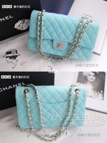 新包包2019早春新款香奈儿Chanel cf包Tiffany蓝中号_2
