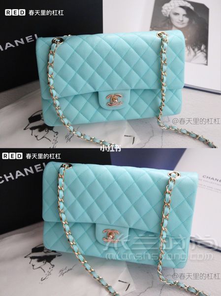 新包包2019早春新款香奈儿Chanel cf包Tiffany蓝中号_3