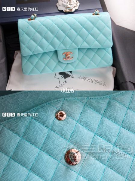 新包包2019早春新款香奈儿Chanel cf包Tiffany蓝中号_8