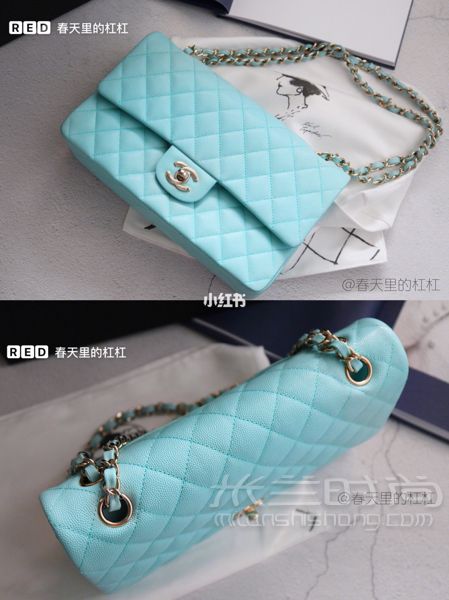 新包包2019早春新款香奈儿Chanel cf包Tiffany蓝中号_5