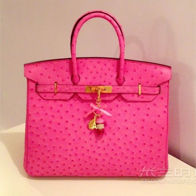 Hermes Birkin 35粉红色鸵鸟皮包包-夏天去哪玩_1